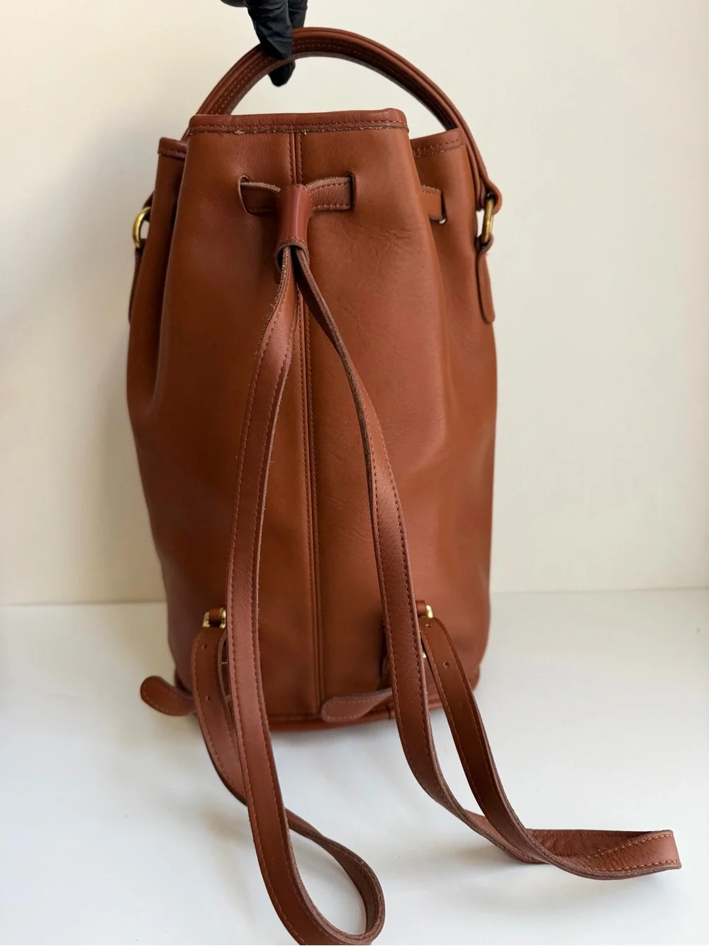 Authentic Coach 9992 Vintage Classic Handle Leather Bucket Backpack